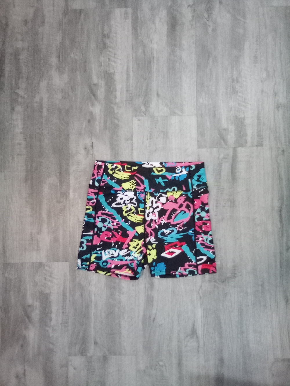 & Other Stories Neon Graffiti Print Leggings Shorts - Black, Pink, Yellow, Blue